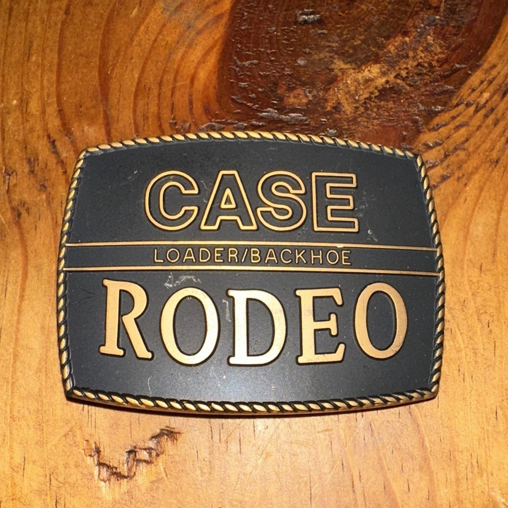 Case Rodeo Backhoe Loader Tractor Brass w/ Black Inlay Belt Buckle Construction